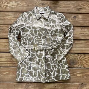 Leggiadro Animal Print Jacket Womens Small Belted Utility Jacket Lightweight